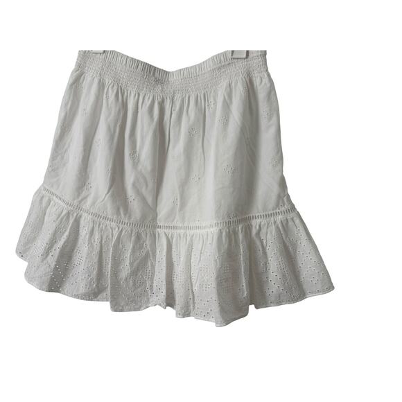 Madewell White Eyelet Knee Length 100% Cotton Skirt Elastic Waist Medium - Picture 4 of 4